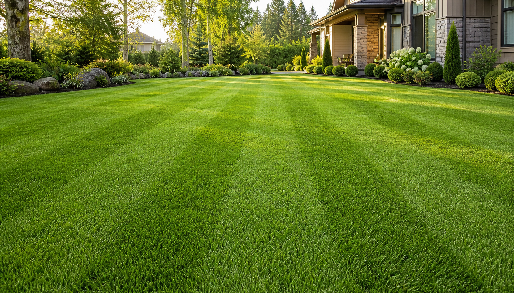 A freshly maintained green lawn